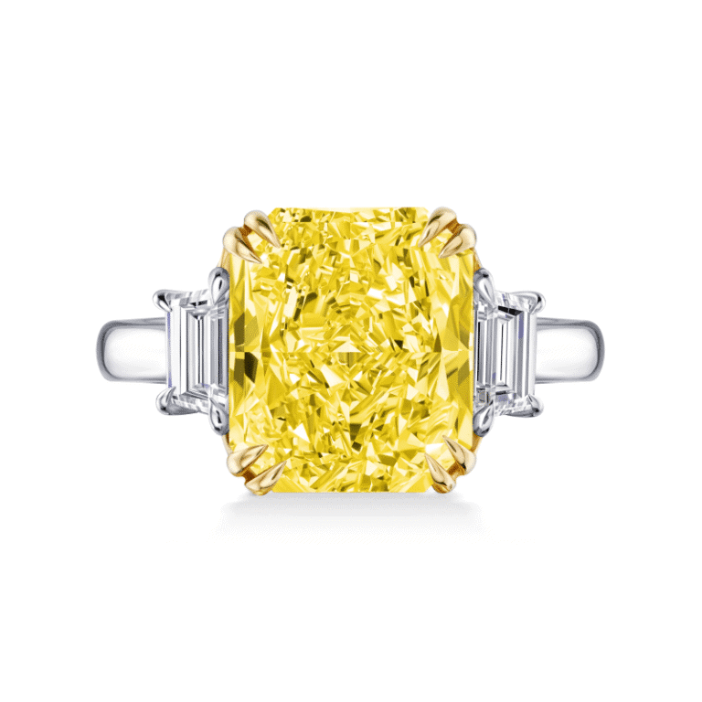 6 Carat Fancy Light Yellow SI1 Radiant Cut Diamond Ring