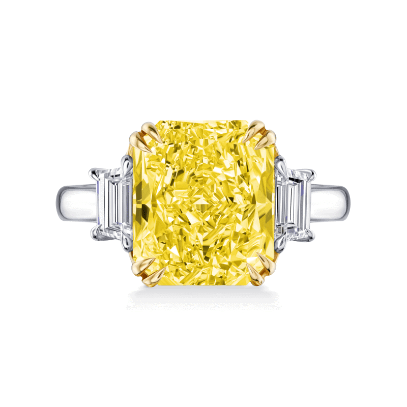 6 Carat Fancy Light Yellow SI1 Radiant Cut Diamond Ring