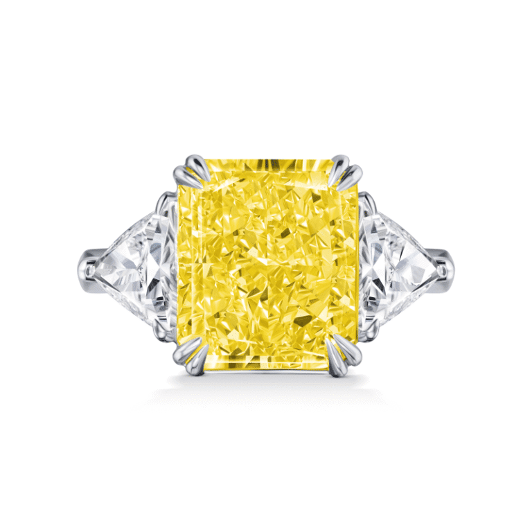 6 Carat Fancy Light Yellow VS2 Radiant Cut Diamond Ring