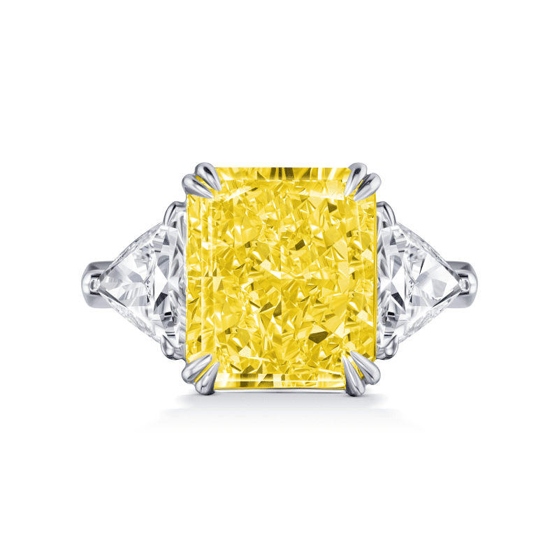 6 Carat Fancy Light Yellow VS2 Radiant Cut Diamond Ring