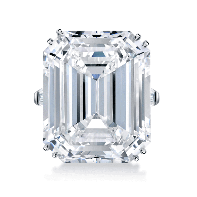 50 Carat D Flawless Emerald Cut Diamond Ring