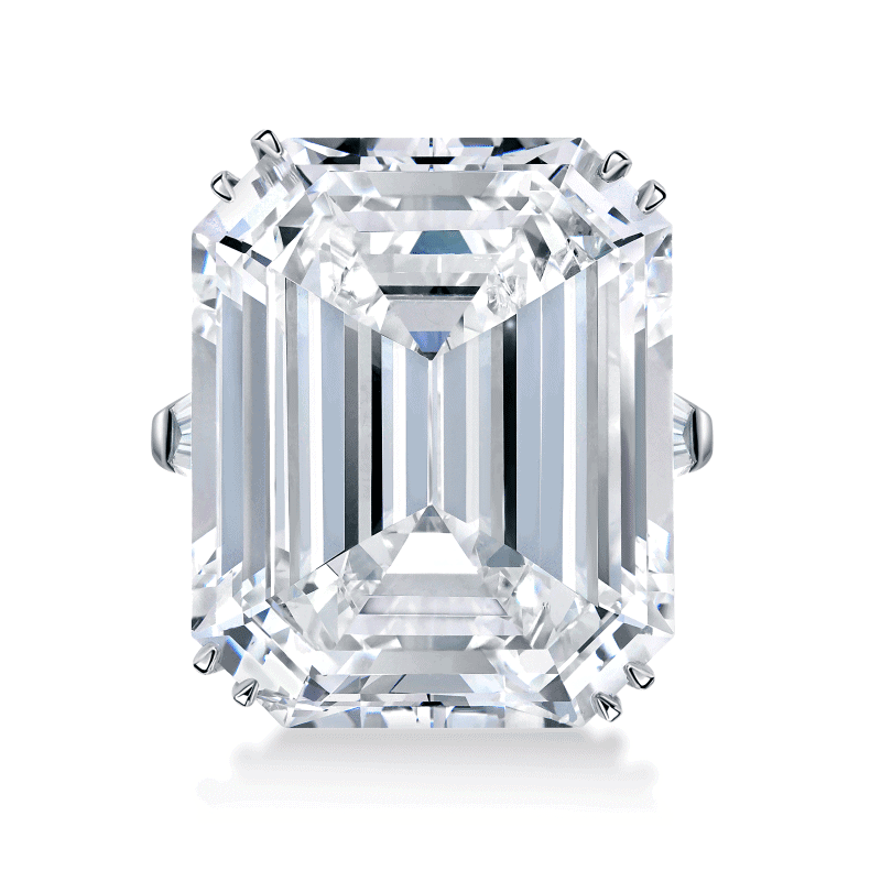 50 Carat D Flawless Emerald Cut Diamond Ring