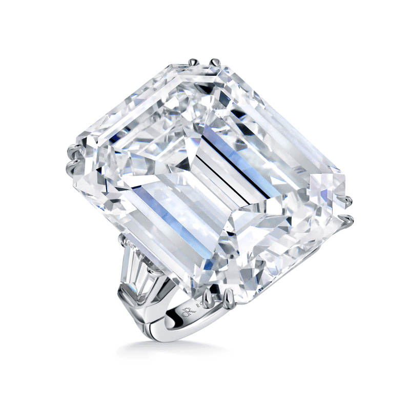 50 Carat D Flawless Emerald Cut Diamond Ring
