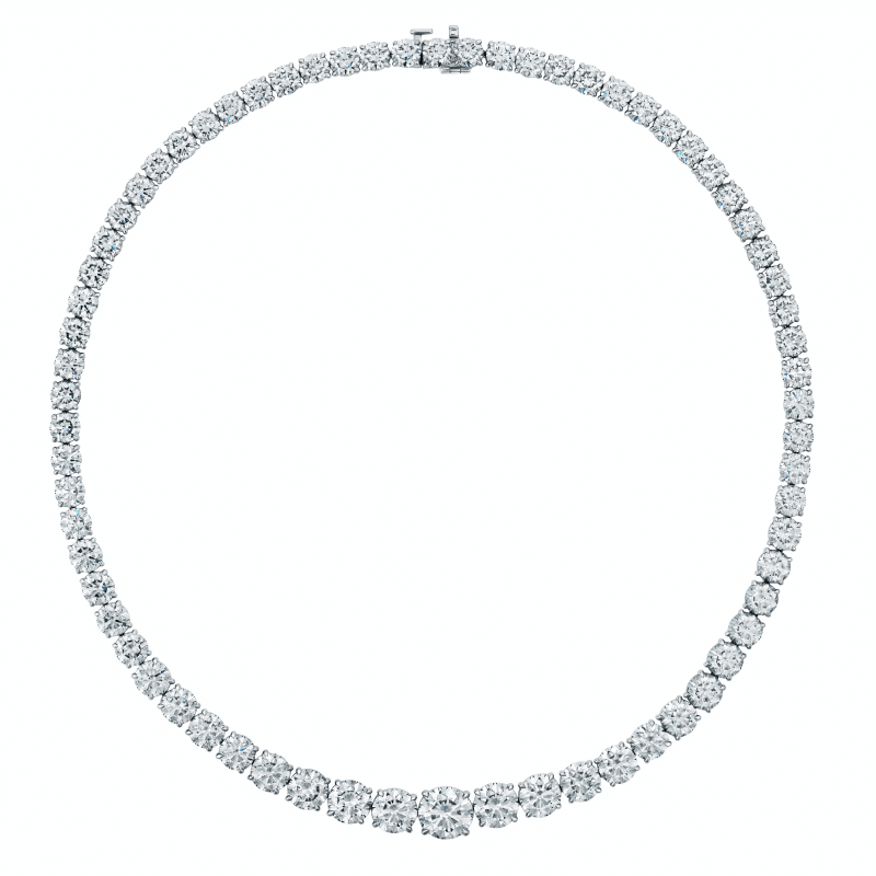 51 Carat D-F Flawless-VS2 Round Brilliant Cut Diamond Riviera Necklace