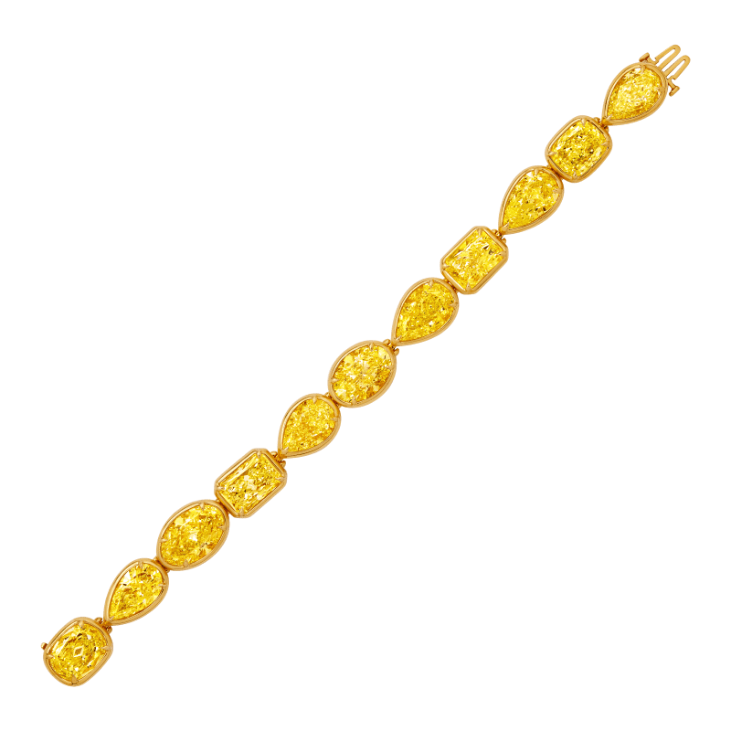 51 Carat Fancy Yellow VVS1-VVS2 Mix Shape Diamond Bracelet