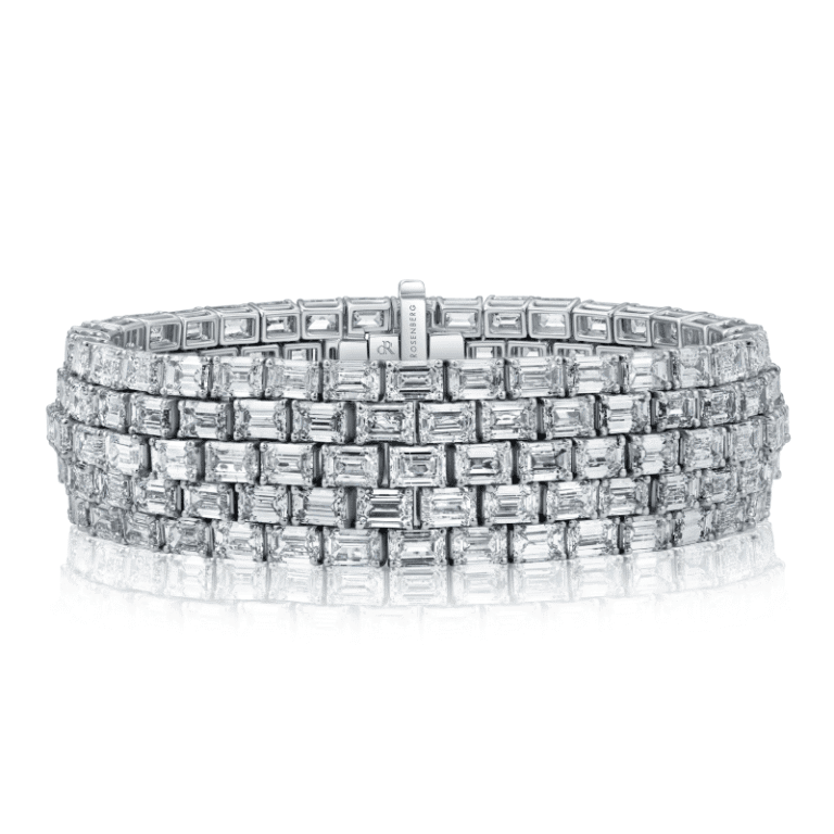 54 Carat D-F Flawless-VS2 Emerald Cut Diamond Bracelet