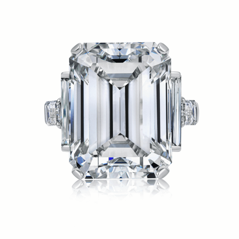 55 Carat F VS1 Emerald Cut Diamond Ring