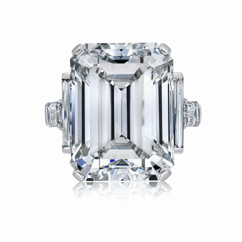 55 Carat F VS1 Emerald Cut Diamond Ring