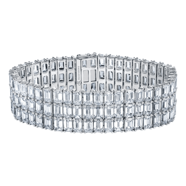 56 Carat D-F Flawless-VS2 Emerald Cut Diamond Bracelet