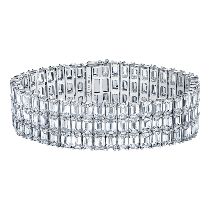 56 Carat D-F Flawless-VS2 Emerald Cut Diamond Bracelet