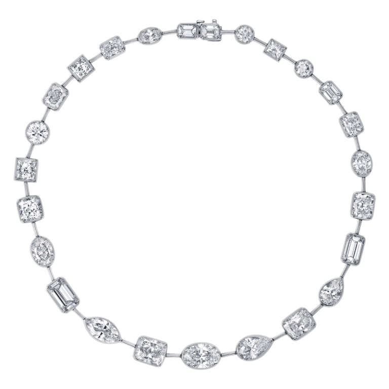 60 Carat D-F-VS2 Mix Shape Diamond Necklace