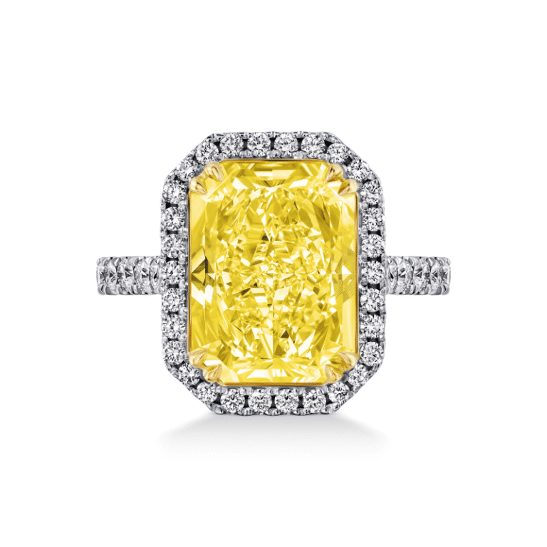 7 Carat Light Yellow VS1 Radiant Cut Diamond Ring
