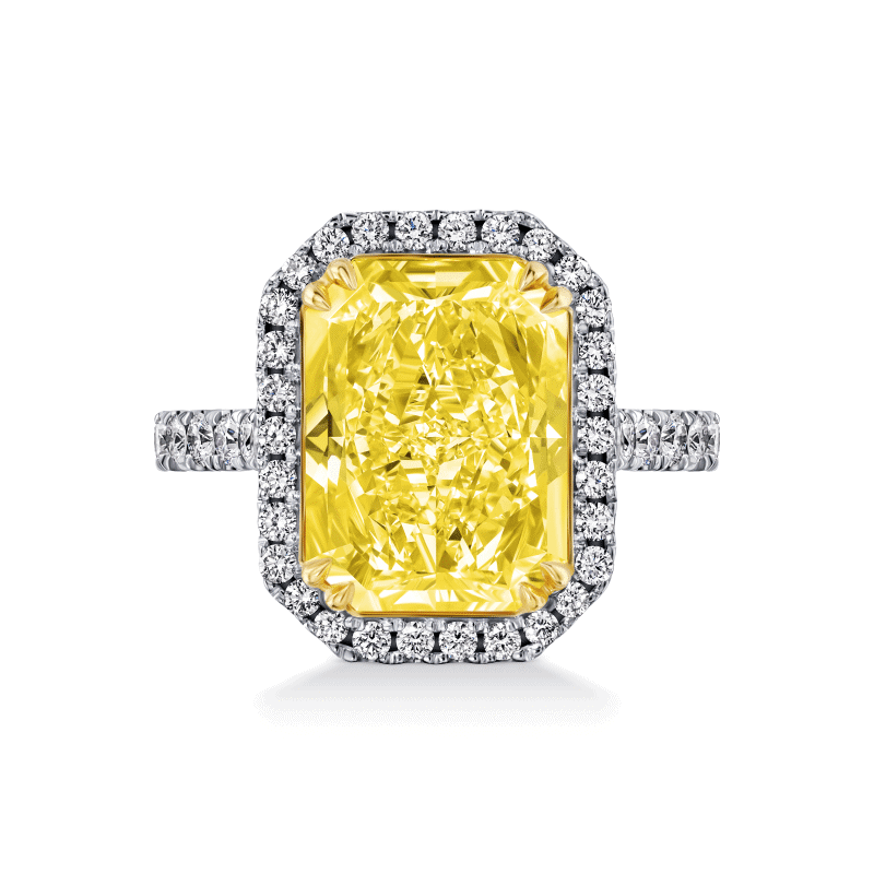7 Carat Light Yellow VS1 Radiant Cut Diamond Ring