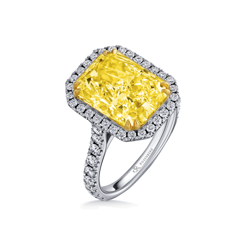 7 Carat Light Yellow VS1 Radiant Cut Diamond Ring