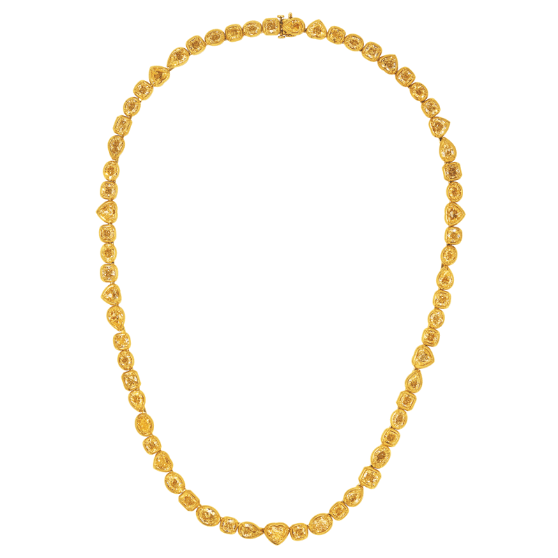 70 Carat Yellow Diamonds Opera Mix Shape Diamond Necklace