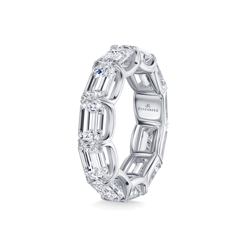 8 Carat East To West D – G VS2 – SI2 Eternity Band Emerald Cut Diamond Ring