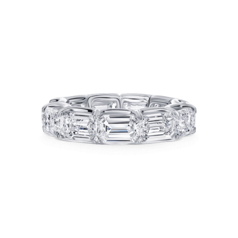 8 Carat East To West D – G VS2 – SI2 Eternity Band Emerald Cut Diamond Ring