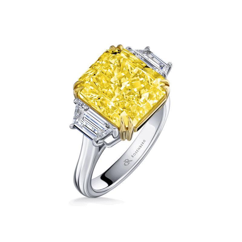 8 Carat Fancy Yellow VS1 Radiant Cut Diamond Ring