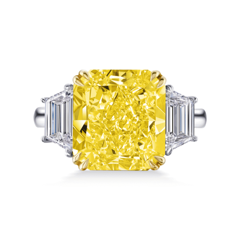 8 Carat Fancy Yellow VS1 Radiant Cut Diamond Ring