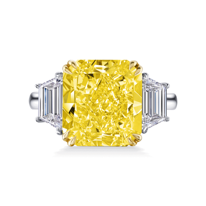 8 Carat Fancy Yellow VS1 Radiant Cut Diamond Ring