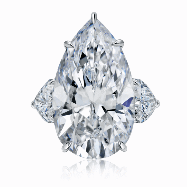 20 Carat D VVS1 Pear Shape Diamond Ring