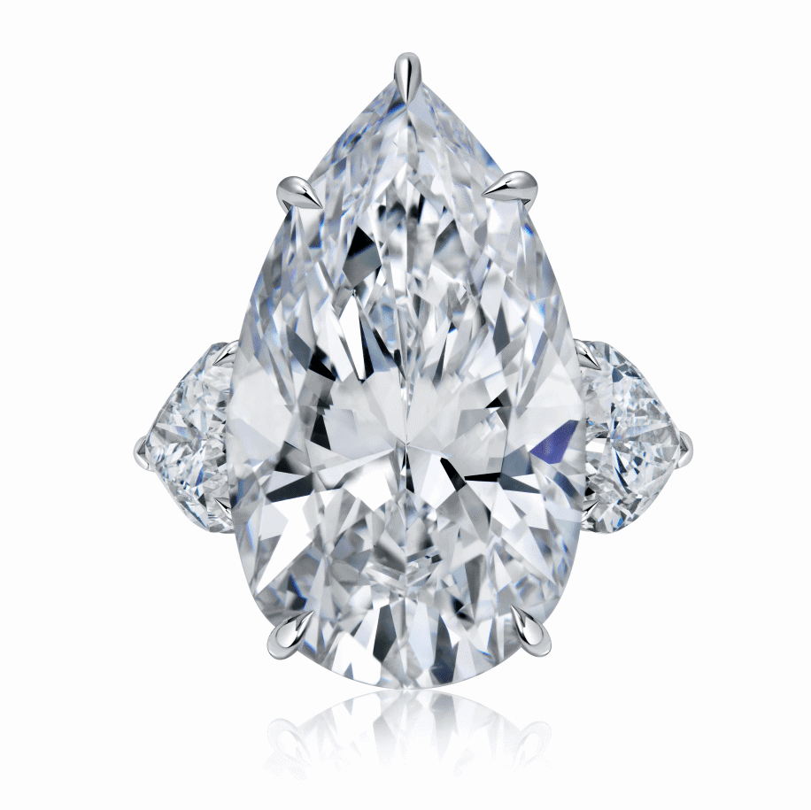 20 Carat D VVS1 Pear Shape Diamond Ring