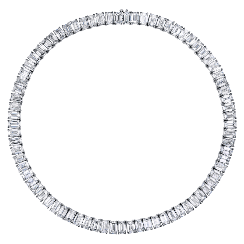 79 Carat J-K VVS1-VS1 Emerald Cut Diamond Necklace