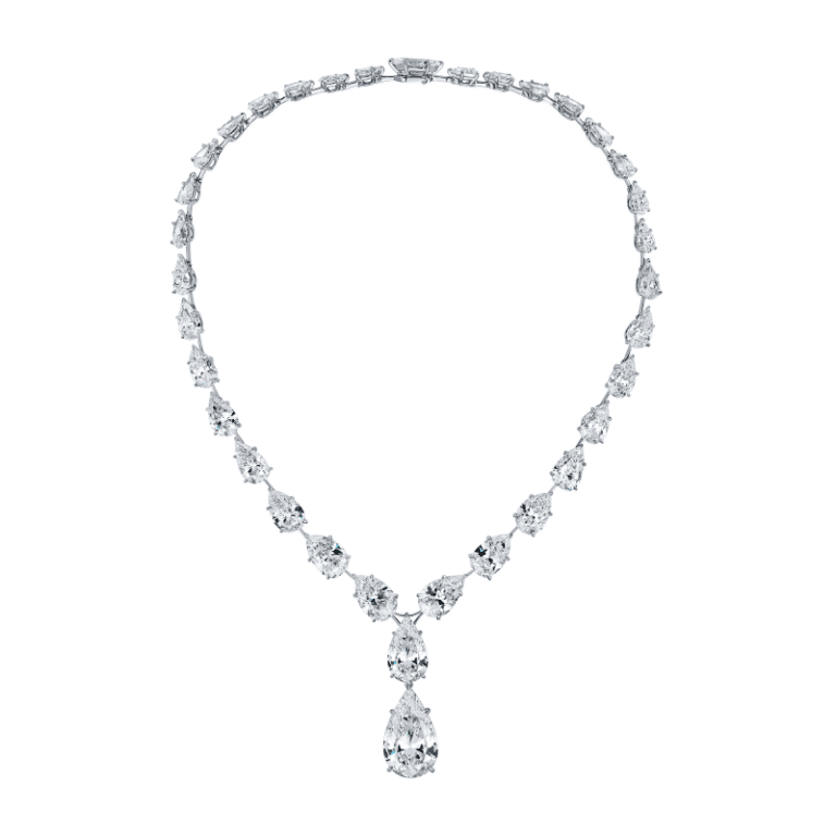79 Carat All D Flawless Pear Shape Diamond Riviera Necklace