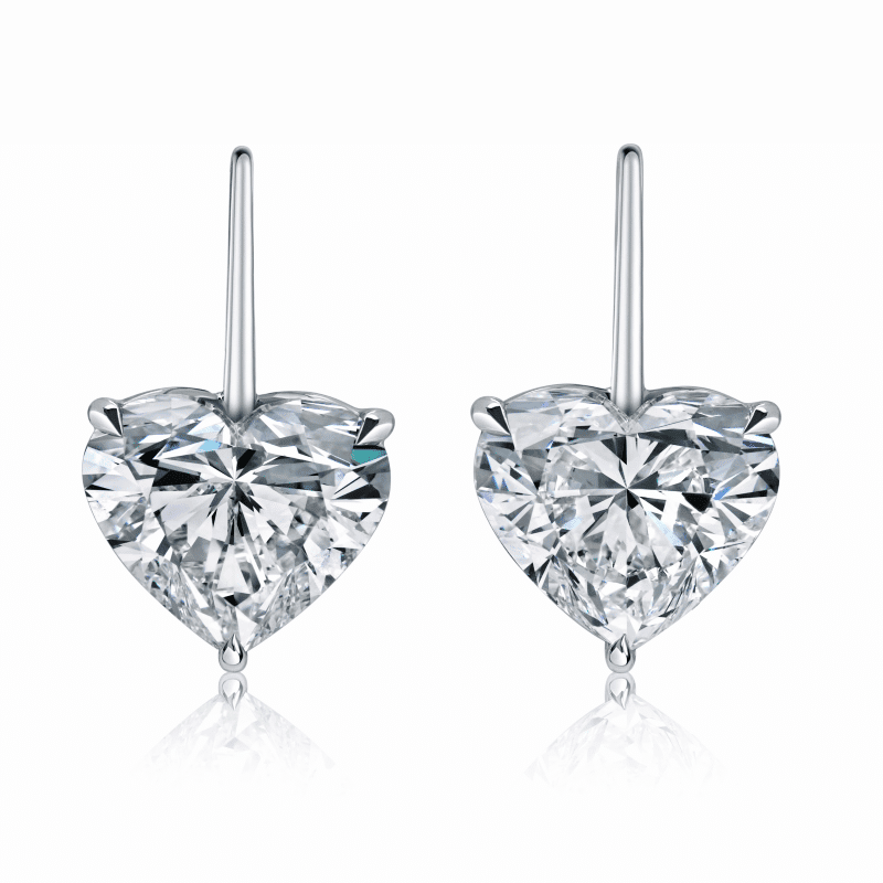 8 Carat Shaped VS2 Heart Shape Diamond Drop Earrings
