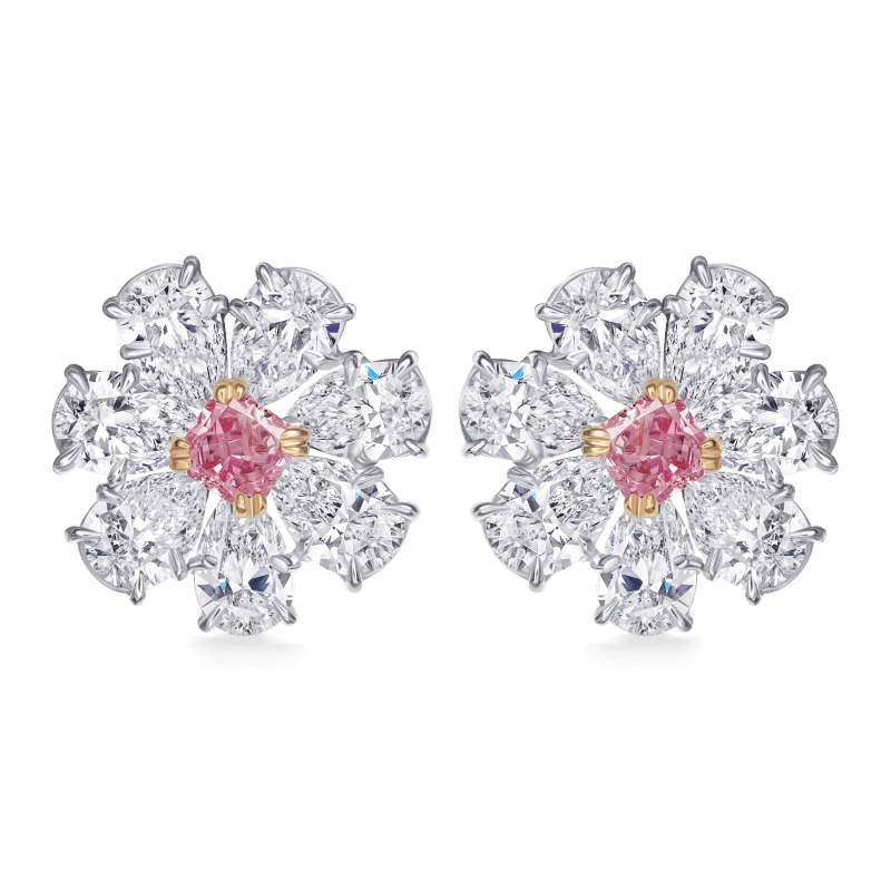 8 Carat Fancy Purple Pink Pear Shape Diamond Earrings