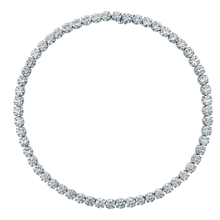 88 Carat D-F Flawless-VS2 Opera Round Brilliant Cut Diamond Necklace