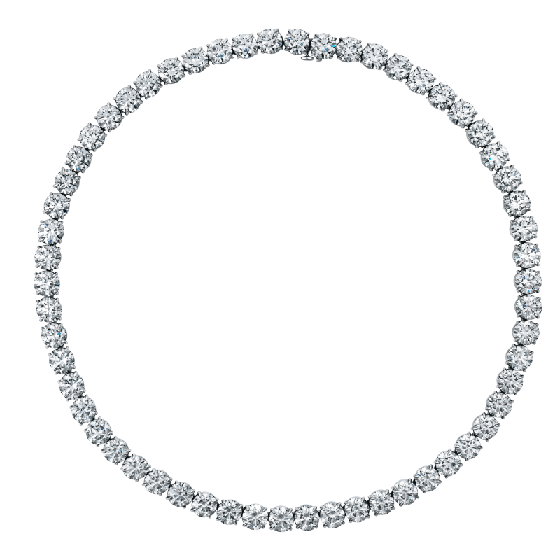88 Carat D-F Flawless-VS2 Opera Round Brilliant Cut Diamond Necklace