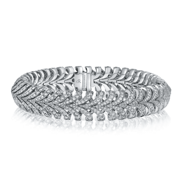 9ct White Gold Spiral Diamond Bangle