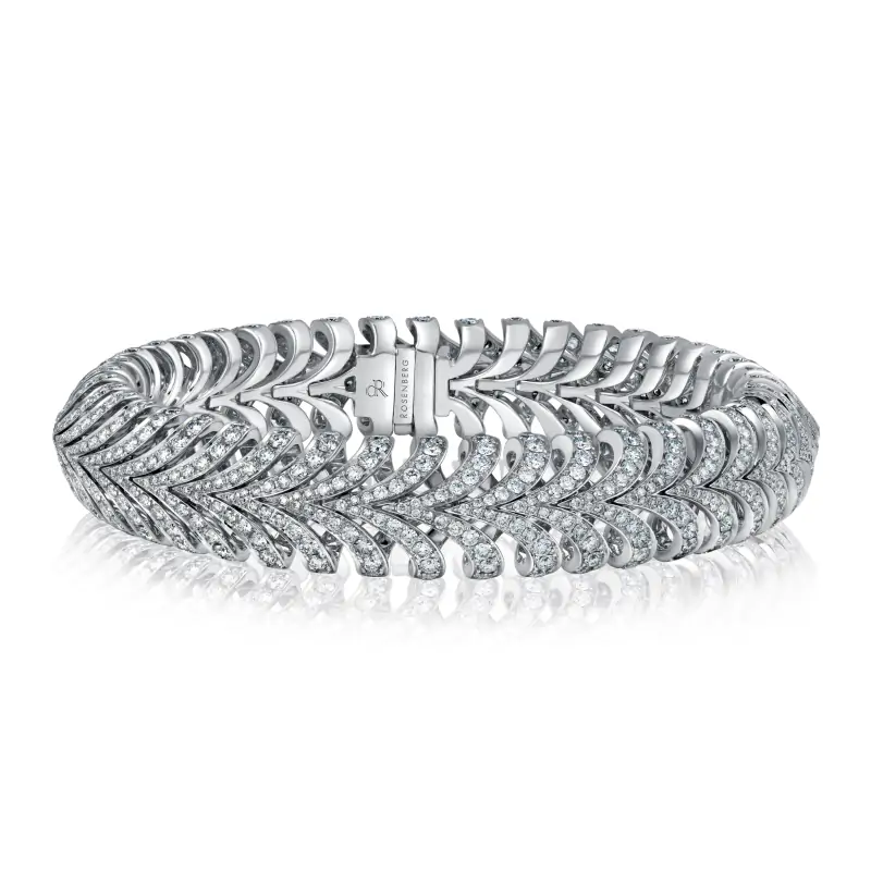 9ct White Gold Spiral Diamond Bangle