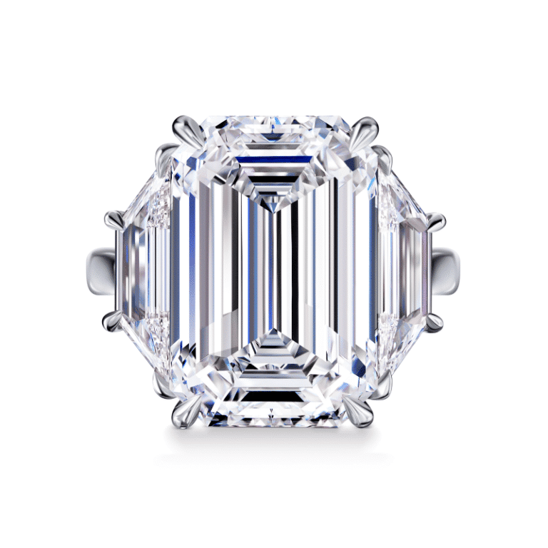 12 Carat D VS1 Emerald Cut Diamond Ring
