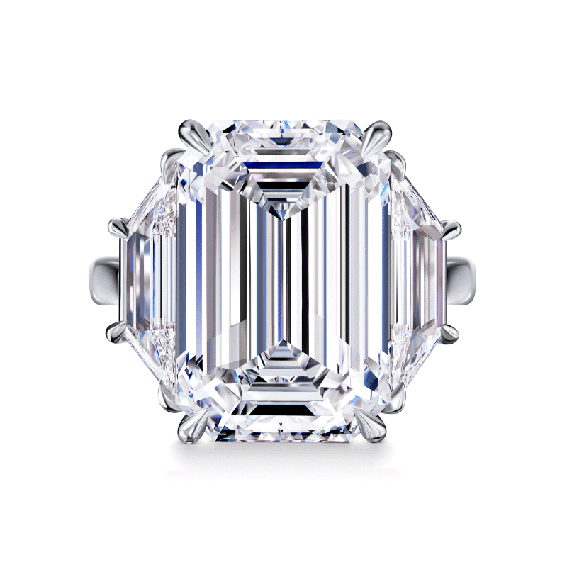 12 Carat D VS1 Emerald Cut Diamond Ring