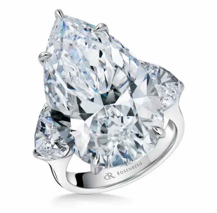 20 Carat D VVS1 Pear Shape Diamond Ring