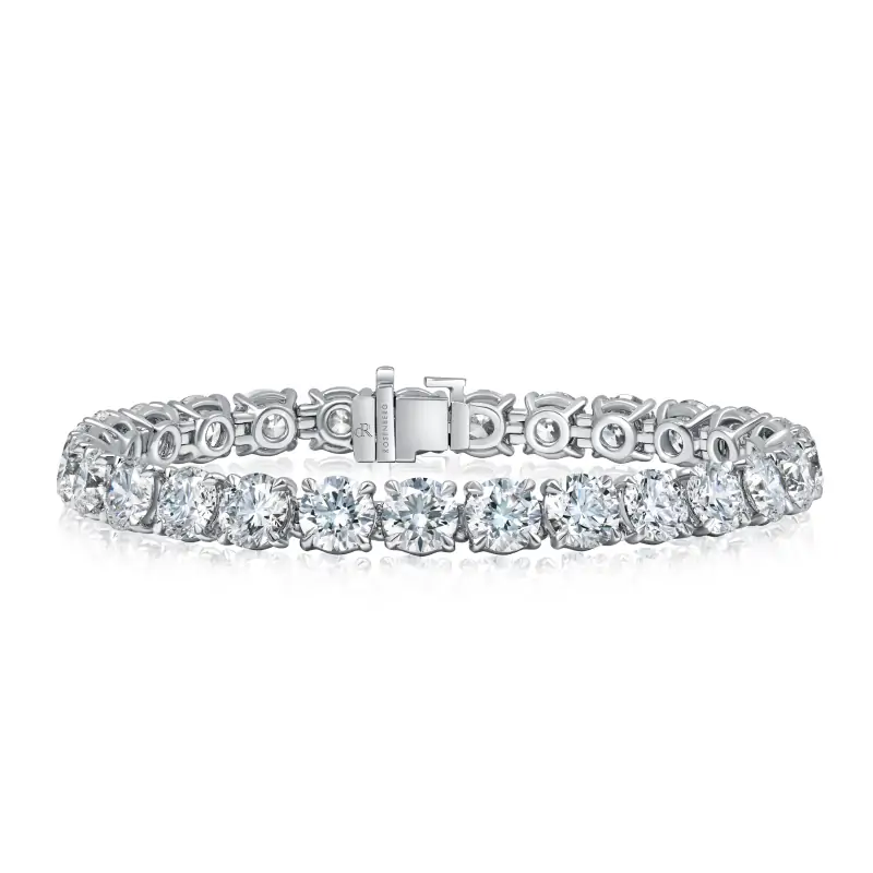 25 Carat D-F Flawless-VS2 Round Cut Diamond Tennis Bracelet
