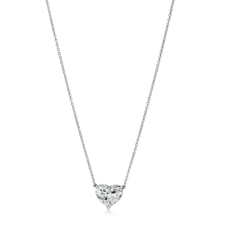 4 Carat E VS2 Heart Shape Diamond Pendant Necklace