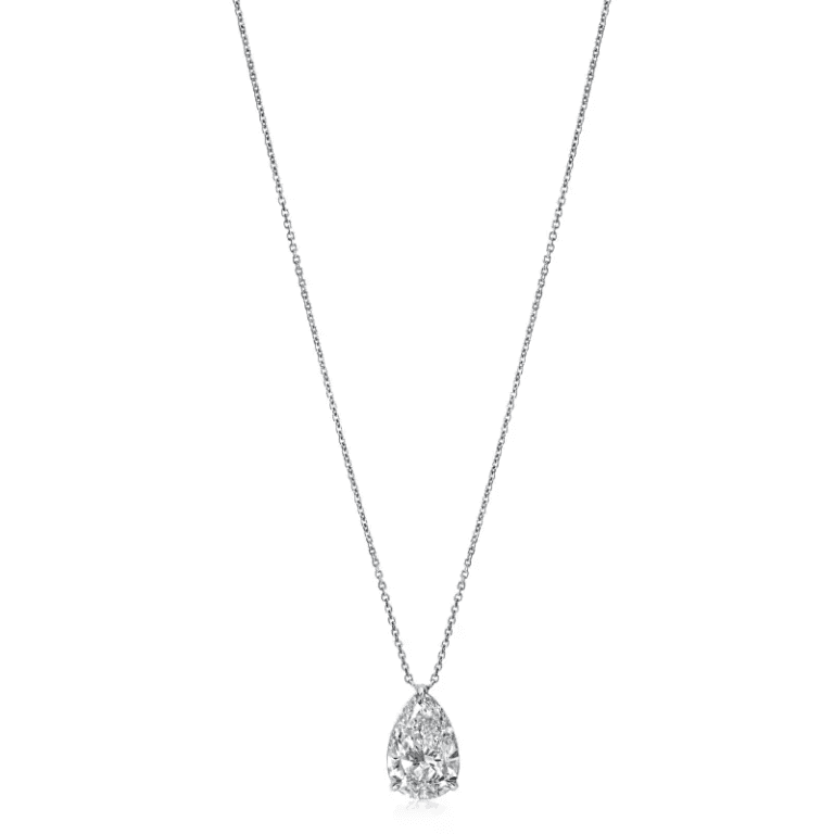 5 Carat D SI2 Pear Shape Diamond Pendant Necklace