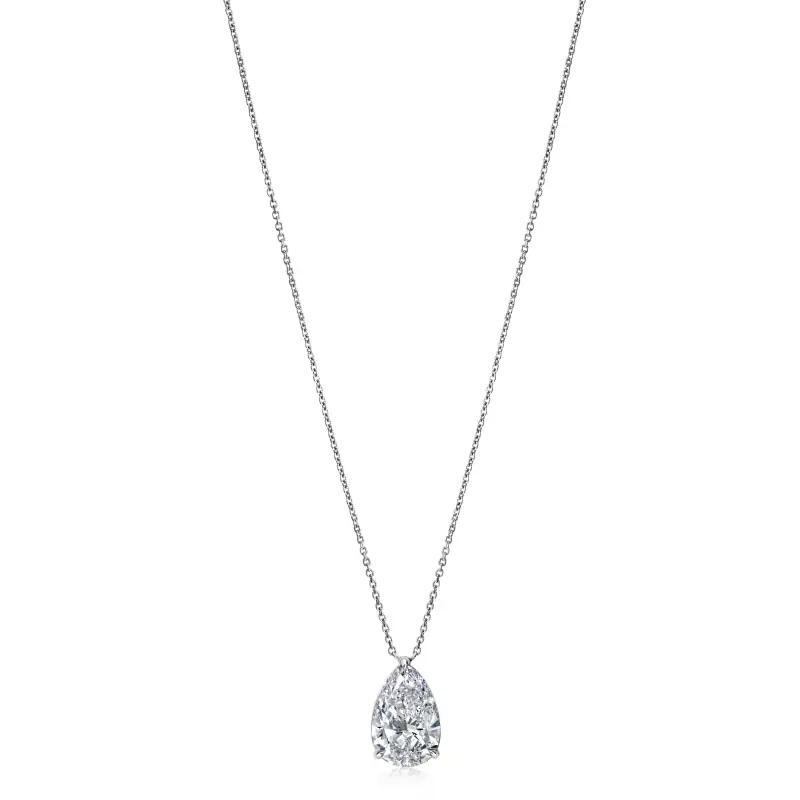 5 Carat D SI2 Pear Shape Diamond Pendant Necklace