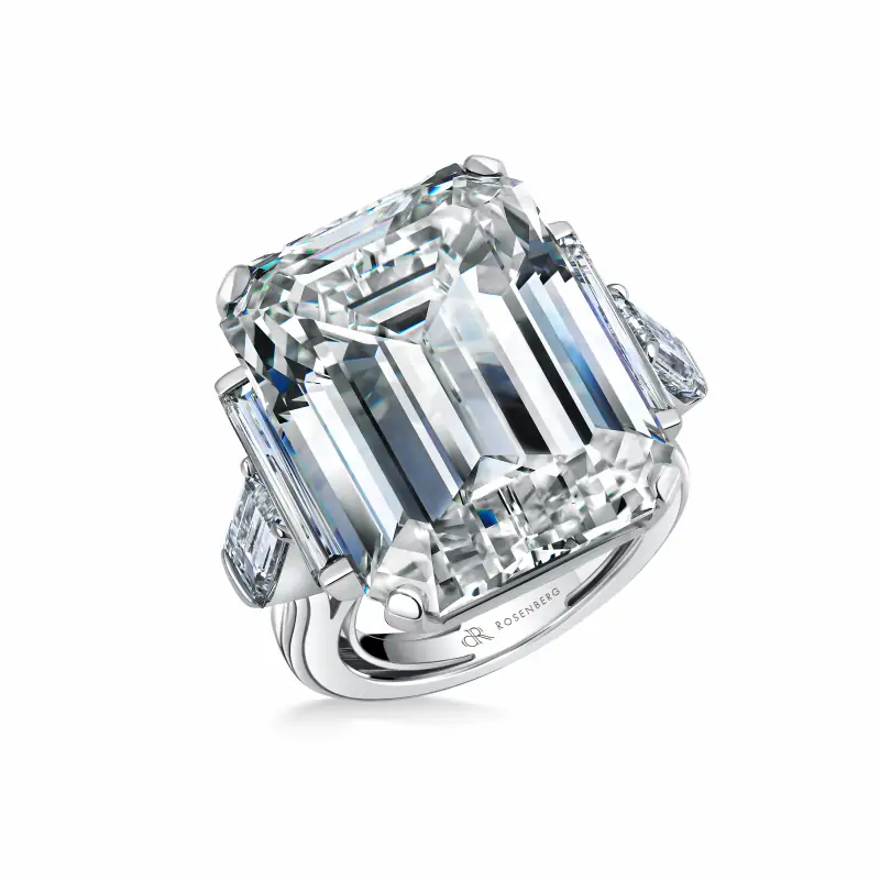 55 Carat F VS1 Emerald Cut Diamond Ring