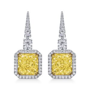 Radiant Cut Fancy Yellow Diamond Earrings