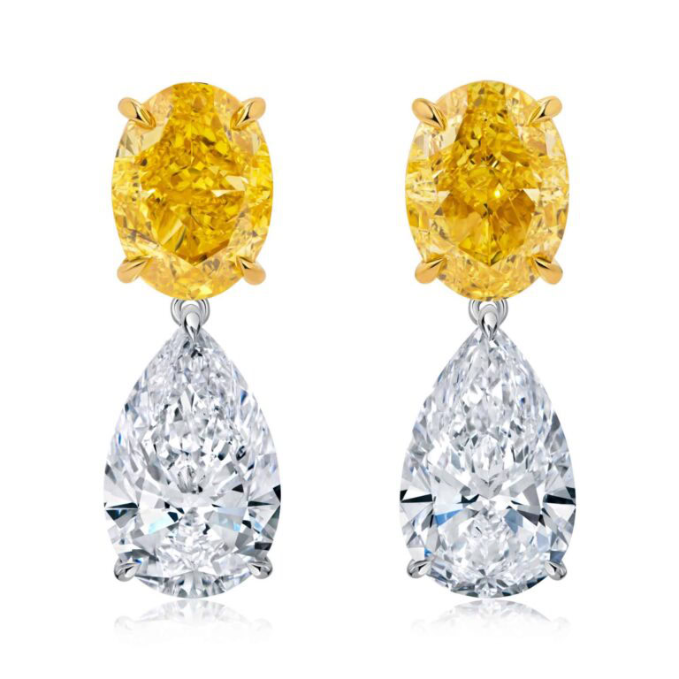 20 Carat D Flawless Pear Shape Diamond Earrings