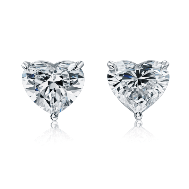 6 Carat D VS1 Heart Shape Diamond Stud Earrings