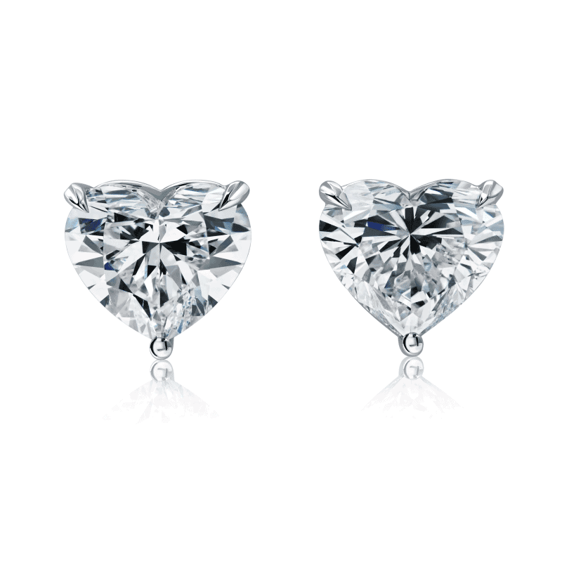 6 Carat D VS1 Heart Shape Diamond Stud Earrings