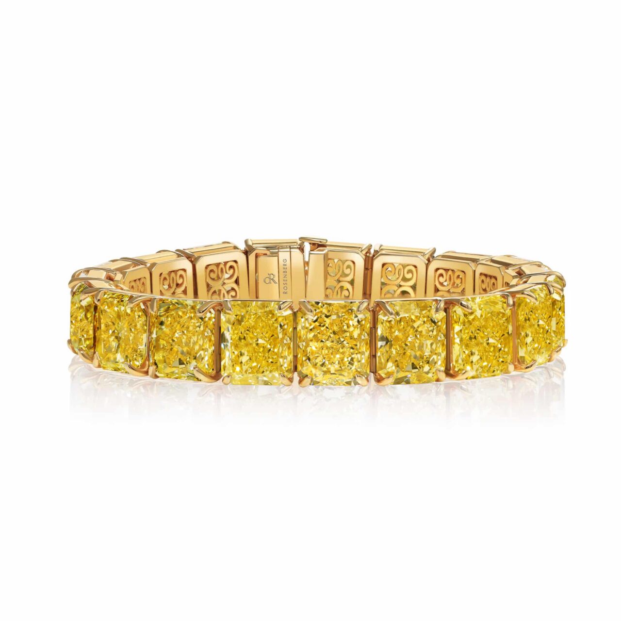 102 Carat Fancy Intense Yellow Radiant Cut Diamond Bracelet