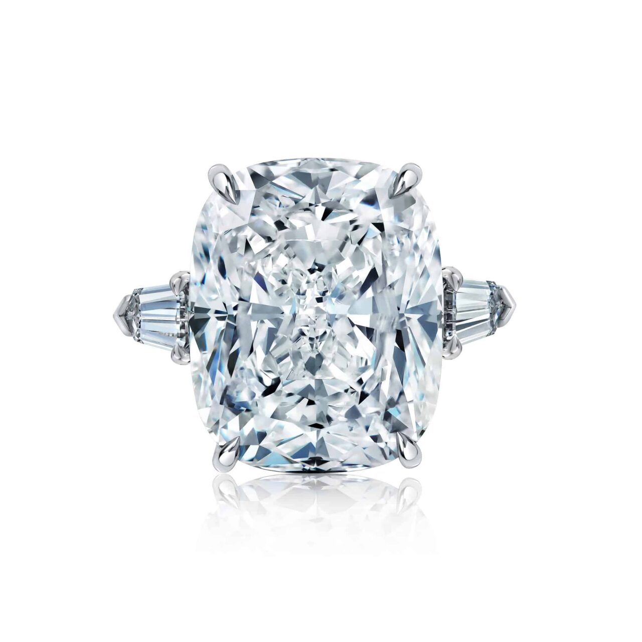 20 Carat D VS2 Cushion Cut Diamond Ring