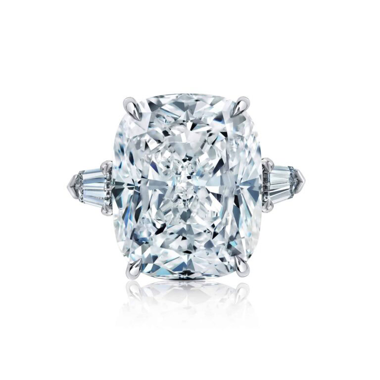 20 Carat D VS2 Cushion Cut Diamond Ring