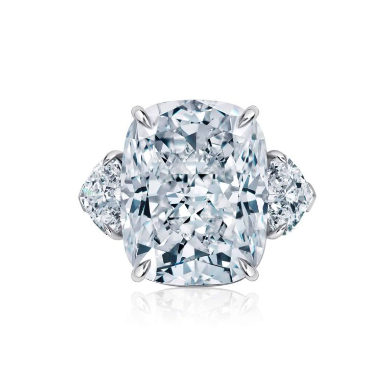 20 Carat D Flawless Cushion Cut Diamond Ring